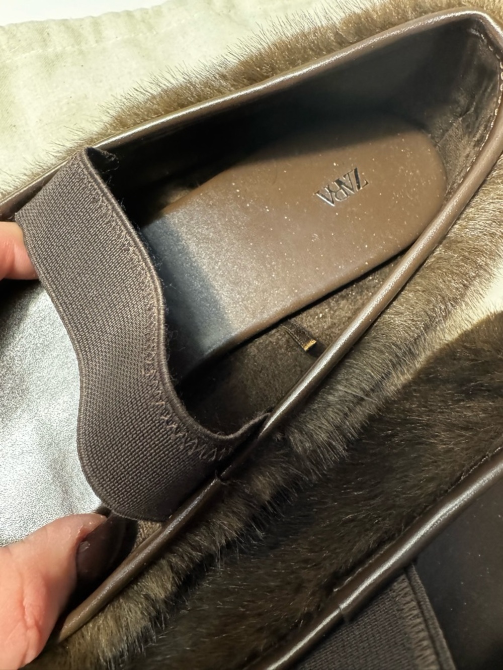 Zara Faux Fur Ballet Flats Brown Mary Jane Size 8 (Fits 8.5–9) Cozy Luxe Flats - Picture 8 of 9